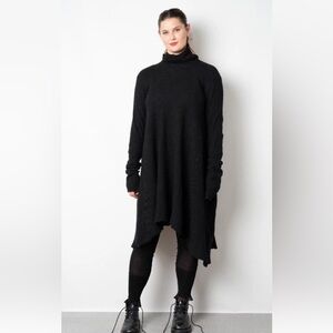 Rundholz Dip Elegant Black Cowl Neck dress Cashmere/Wool NWT